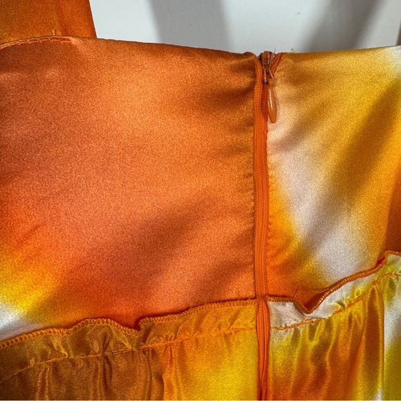 Camelot Orange 100% Silk Maxi Dress Beaded Bodice Size S Formal Evening Gown - Picture 11 of 16